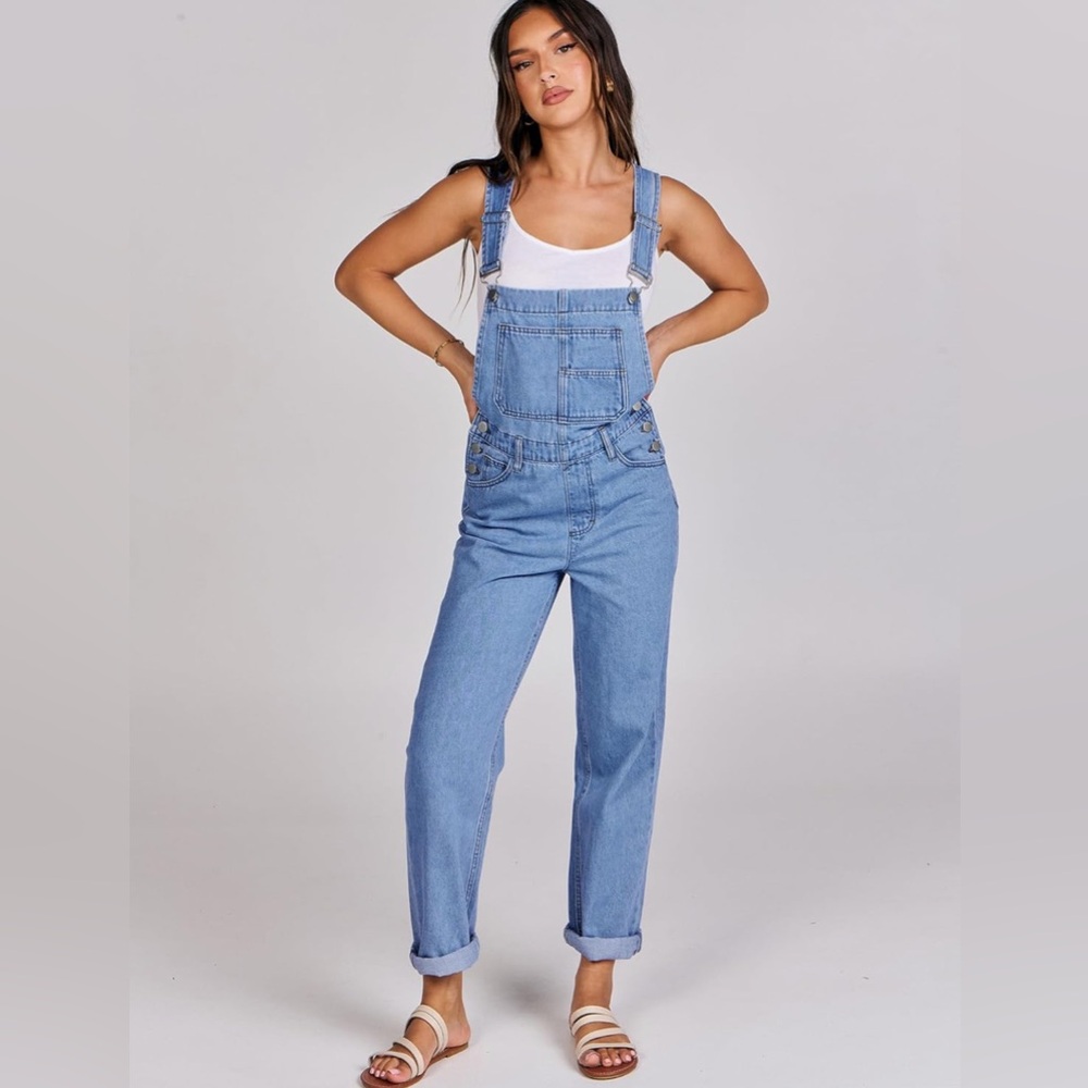 ANRABESS Loose Fit Denim Adjustable Strap Jean Jumpsuit Bib 2025 Casualwork - Picture 2 of 8
